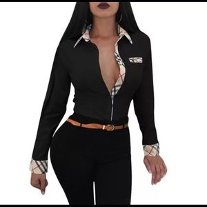 Women’s Summer black button down shirt